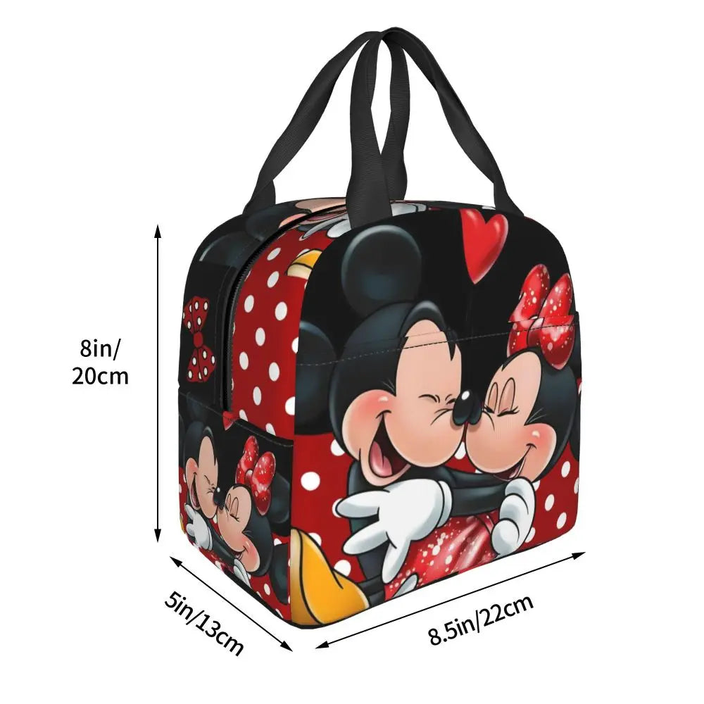 Custom Mickey Pink Minnie Mouse Lunch Bag Women Creative Design Cooler Warm Insulated Lunch Box for Kids School
