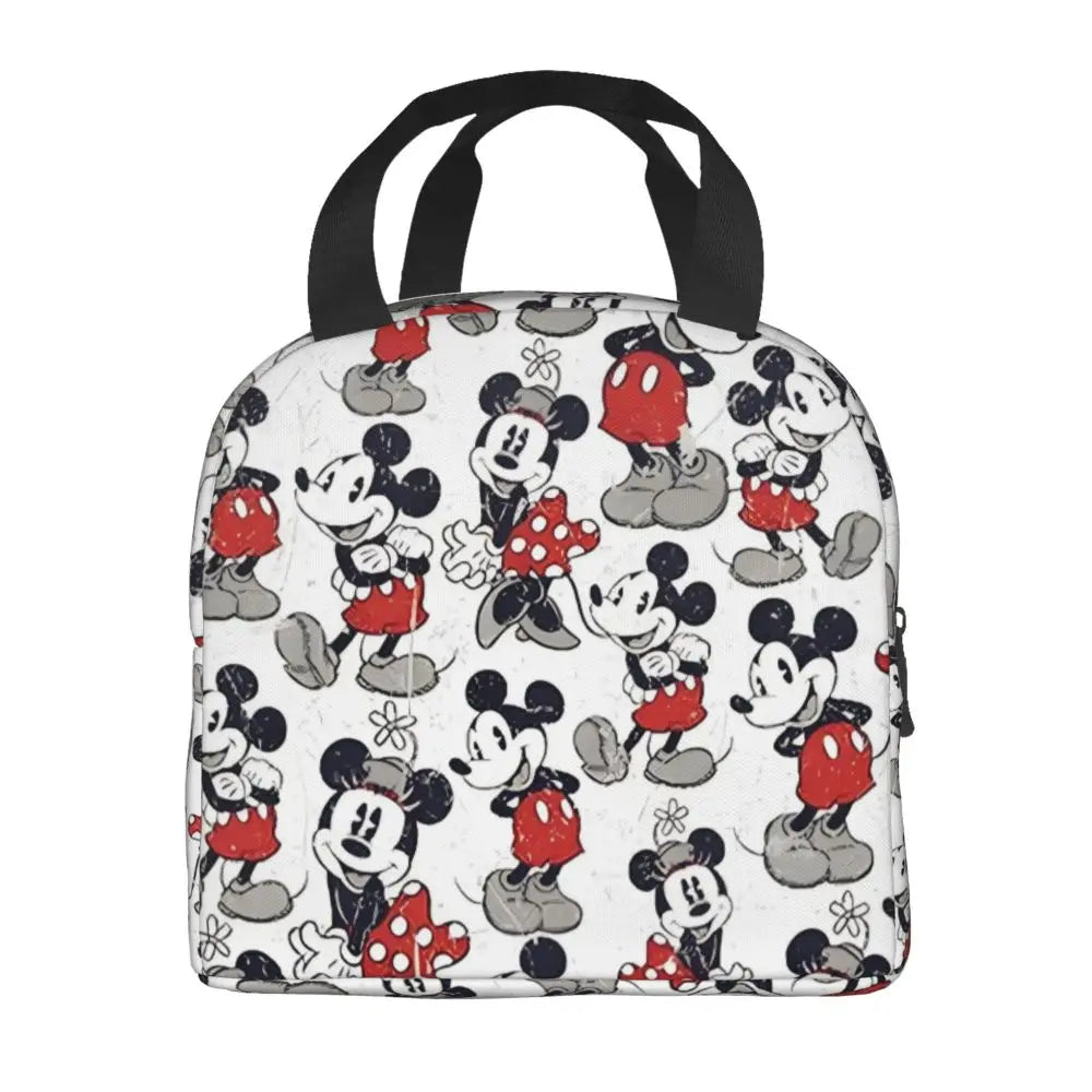 Custom Mickey Pink Minnie Mouse Lunch Bag Women Creative Design Cooler Warm Insulated Lunch Box for Kids School