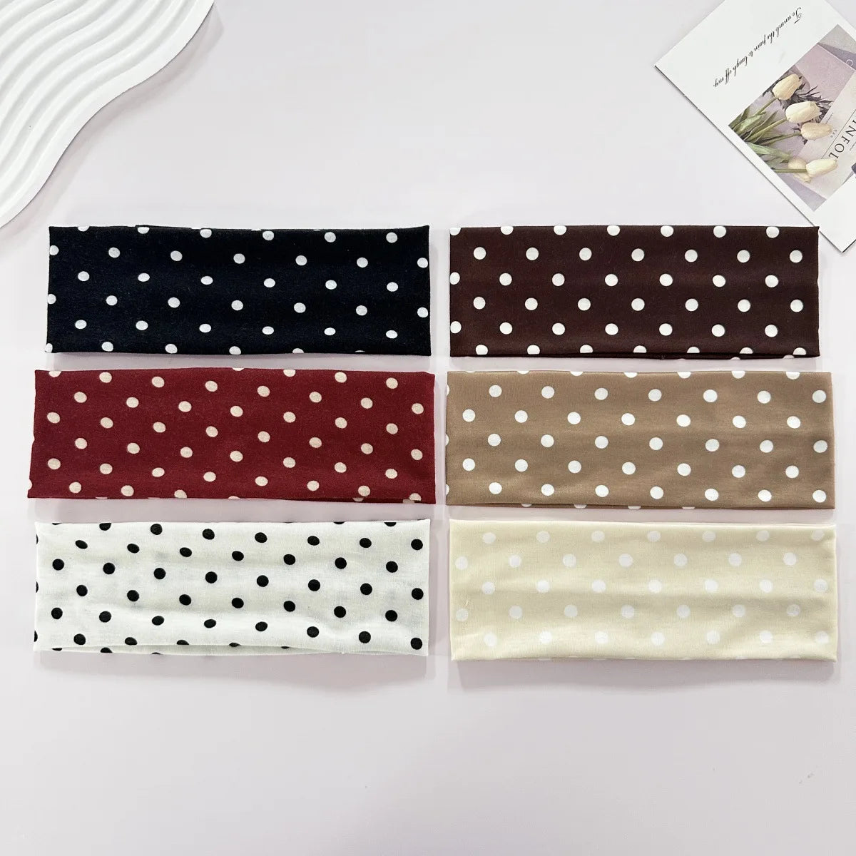 Y2K Retro Boho Breeze Wind Dot Stretch Women's Hairbands Korean Ins Fashion Wide Headbands Yoga Sports Dating Hair Accessories