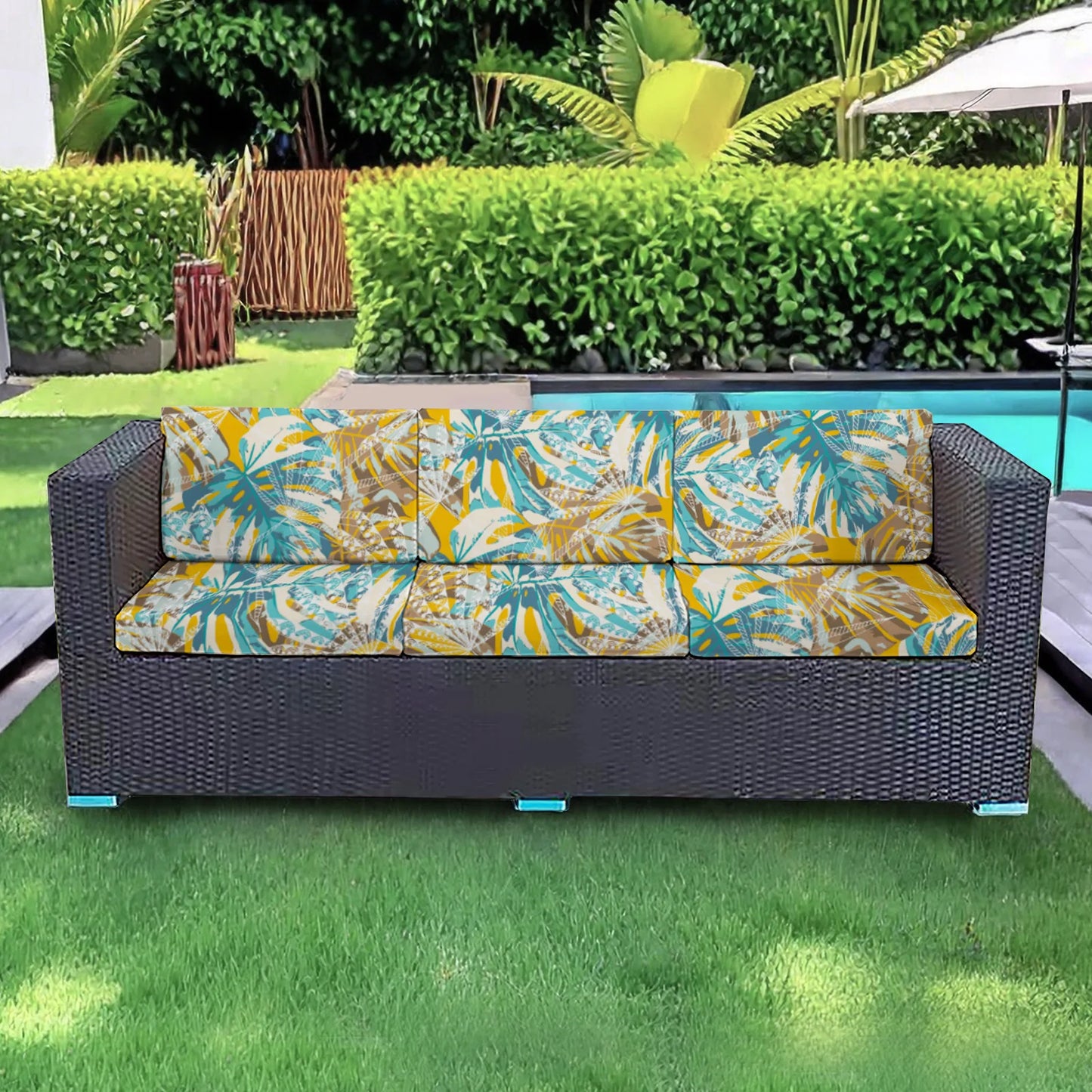 Printed Sofa Cushion Cover Outdoor Garden Villa Patio Sun Protection Weather Resistant Leisure Seat Cover Courtyard Furniture