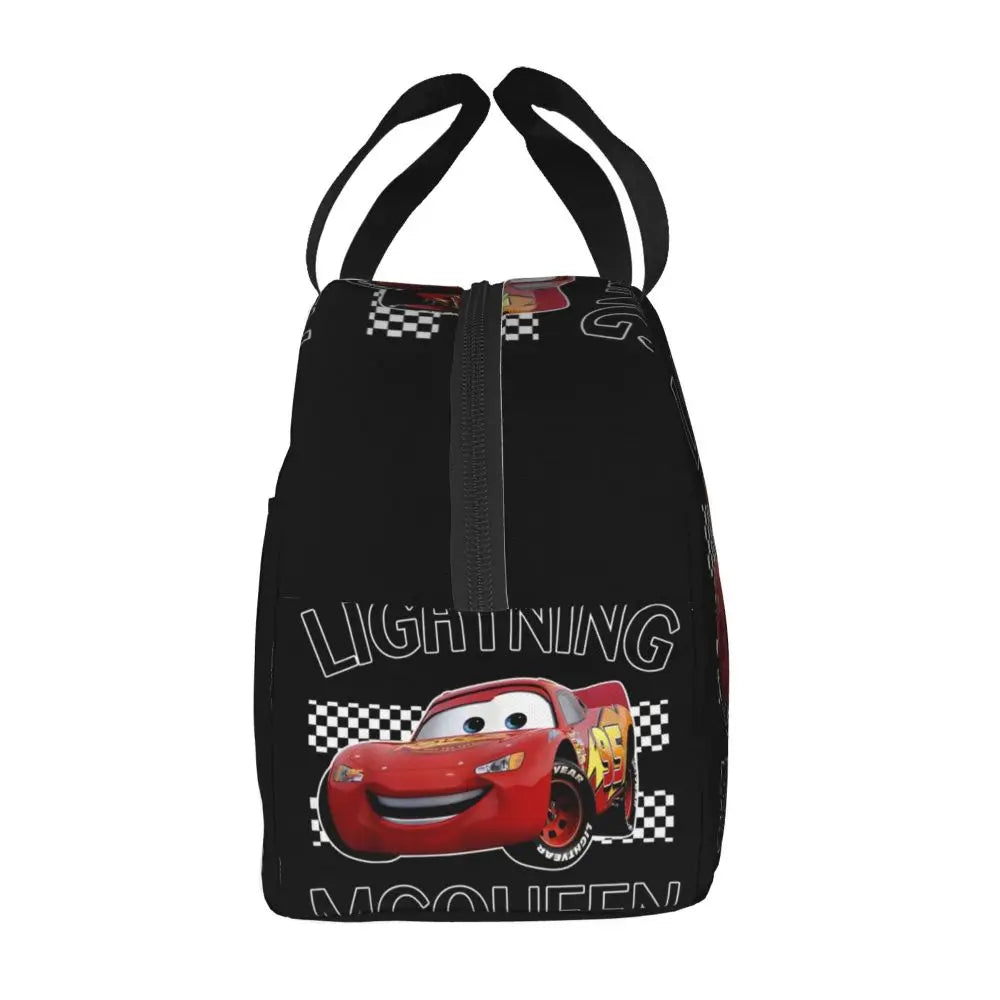 Custom Car 95 Lightning Mcqueen Insulated Lunch Bag for Women Resuable Racing Car Thermal Cooler Bento Box Office Picnic Travel