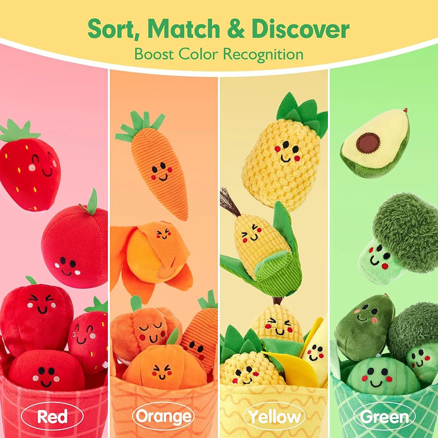 Baby Toys 6-12 Months Soft Baby Beehive with 5 Sensory Bee Rattle Mirror Crinkle Squeaker Busy Montessori Soft Toy for Toddlers