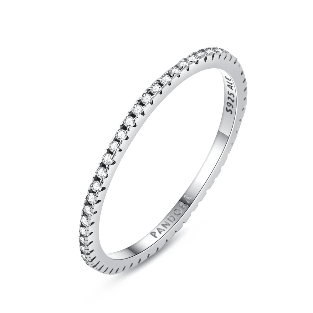 New White Series Original 925 Sterling Silver Women Finger Rings for Women Silver Daisy Mom heart Zirconia Stone Luxury Jewelry
