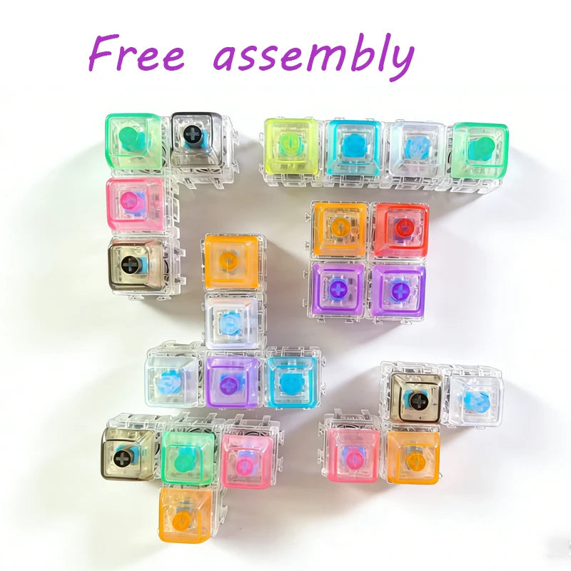 /LED free assembly keyboard keychain Fidget toy crystal clicker sensory toy stress relief keyboard keychain adult children's toy