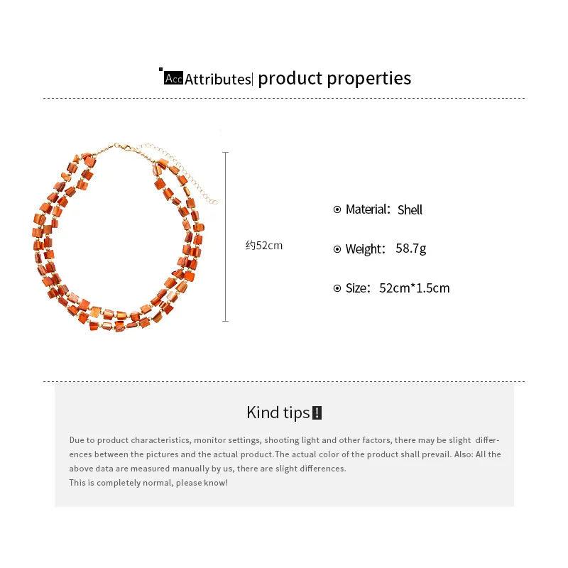 Boho Double-layer Shell Long Necklace for Women Vintage Irregular Beads Necklace Female Summer Vacation Jewelry Holiday Gifts