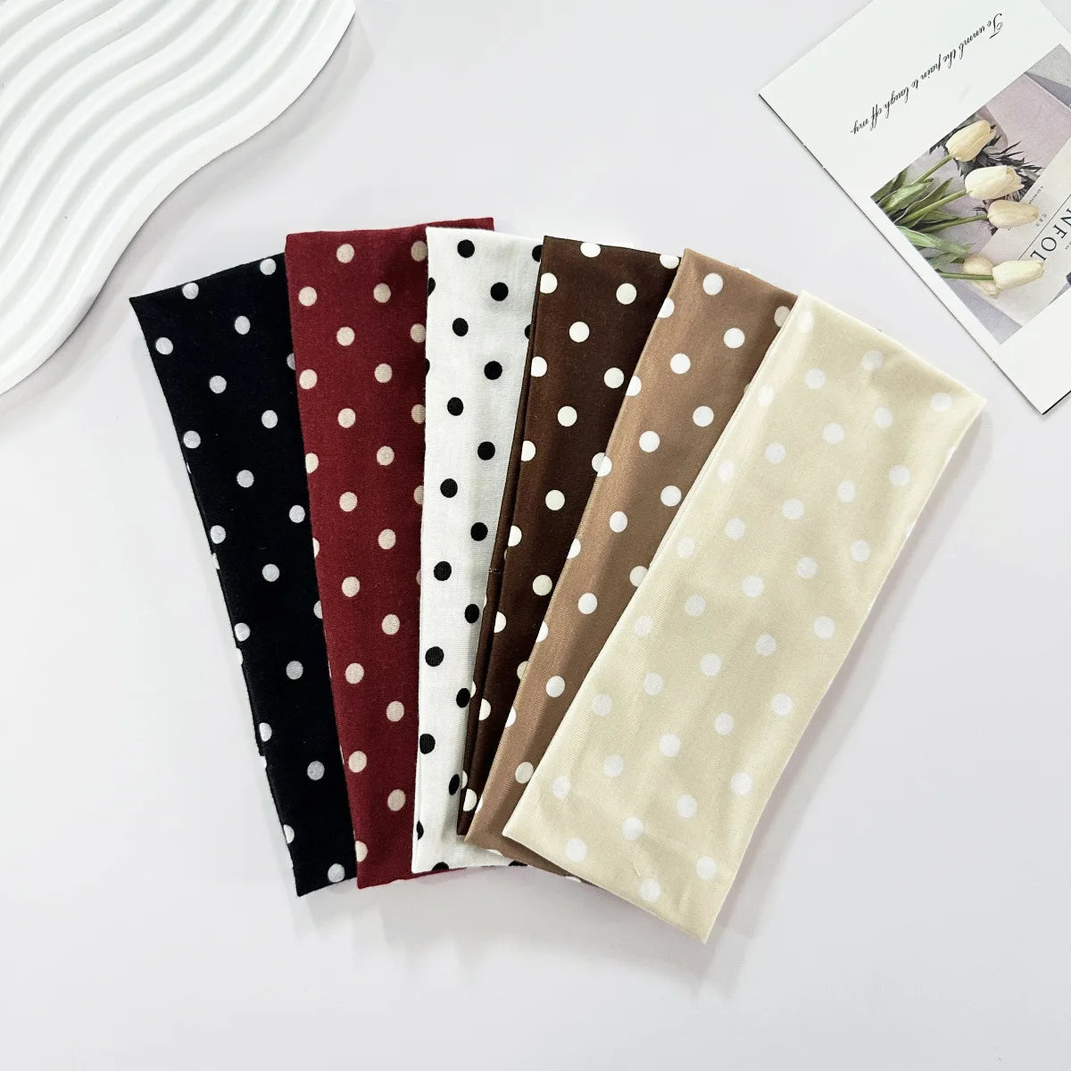Y2K Retro Boho Breeze Wind Dot Stretch Women's Hairbands Korean Ins Fashion Wide Headbands Yoga Sports Dating Hair Accessories