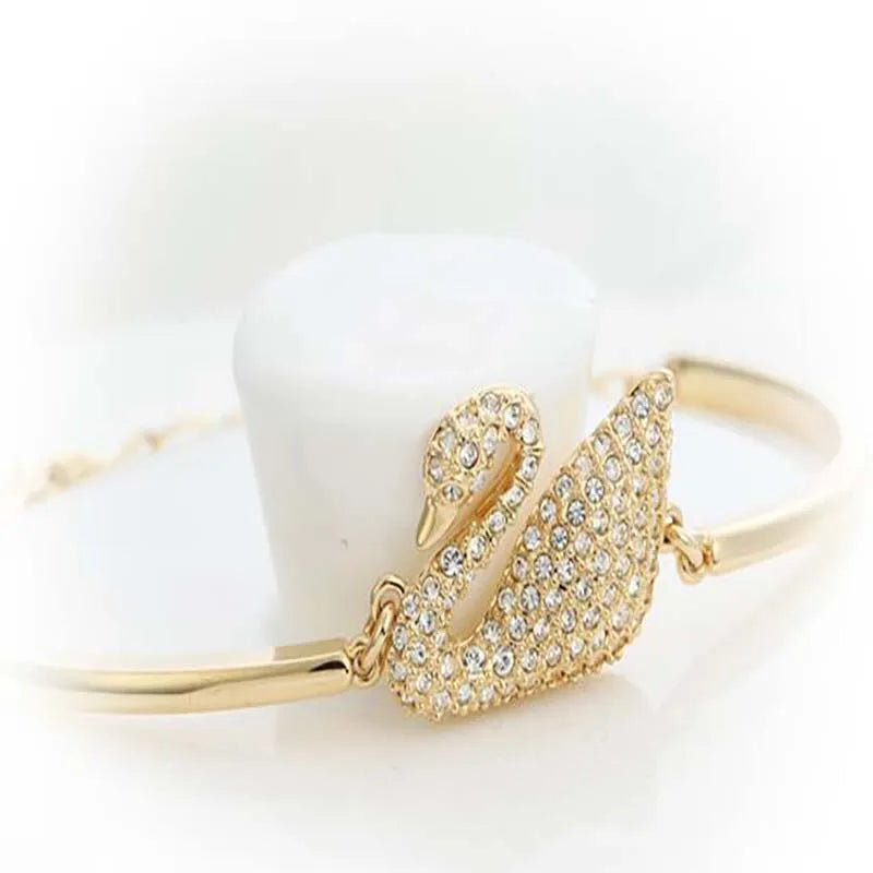 Luxury Zircon Charm Bracelet Jewelry Accessories for Women's Party Gifts Fashion Gold Rose Gold Swan Bangle