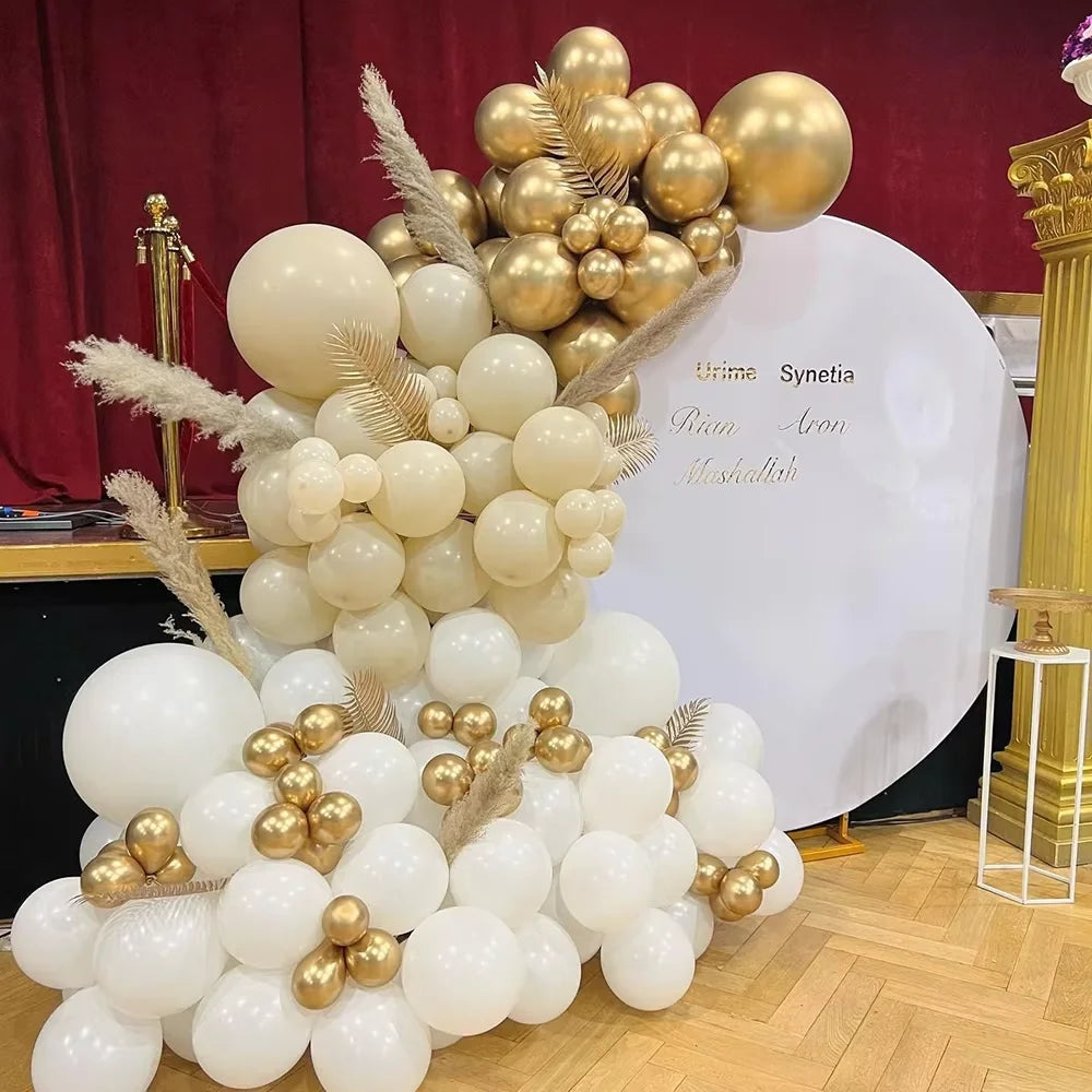 Nude White Sand Balloons Arch Kit Skin Gold Balloon Garland Kids Birthday Party Baby Shower Wedding Graduation Decoration Globos