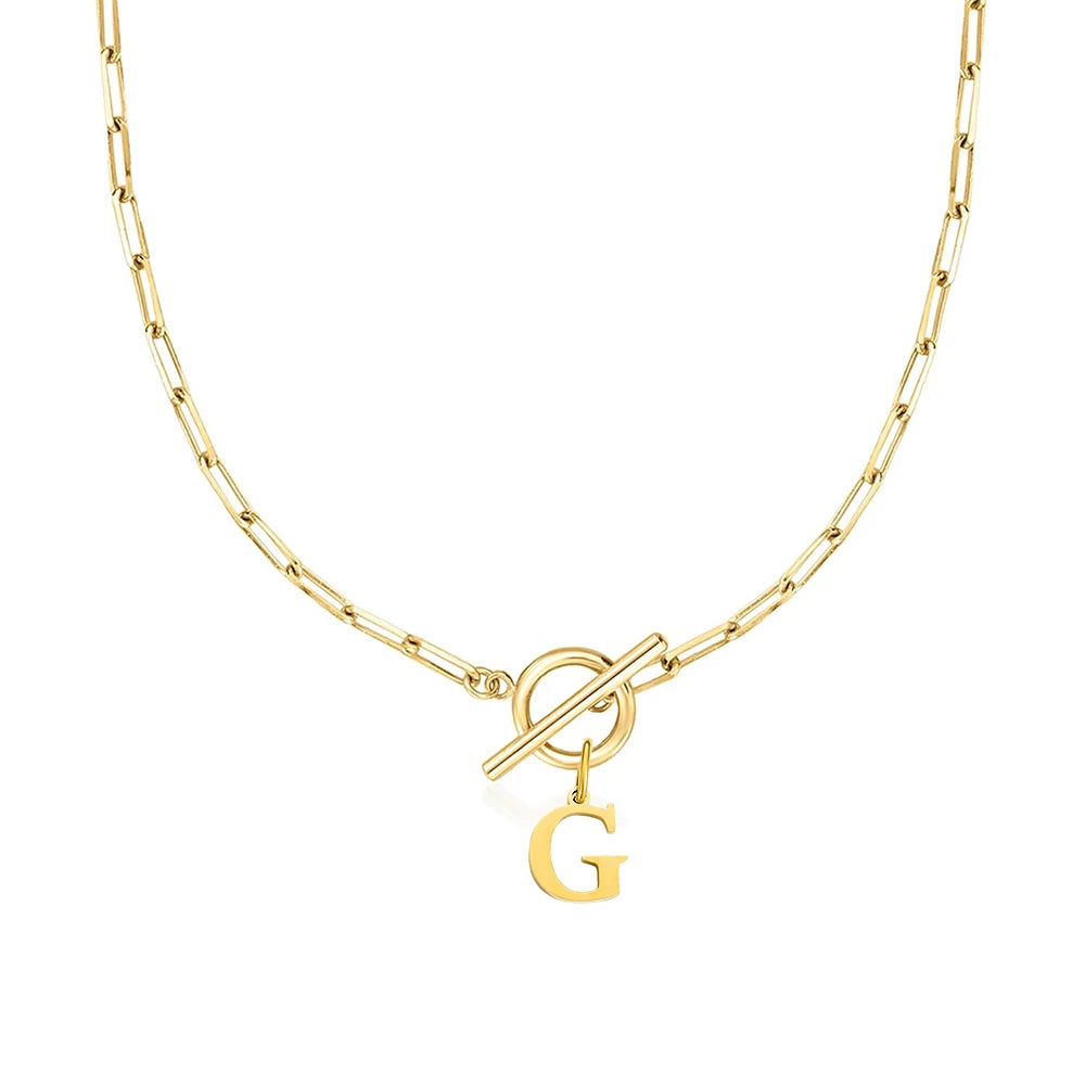 Women's stainless steel Initial necklace A-Z Letter charms pendant Choker Women collar Chain Ot Deduction Necklace For Women2025