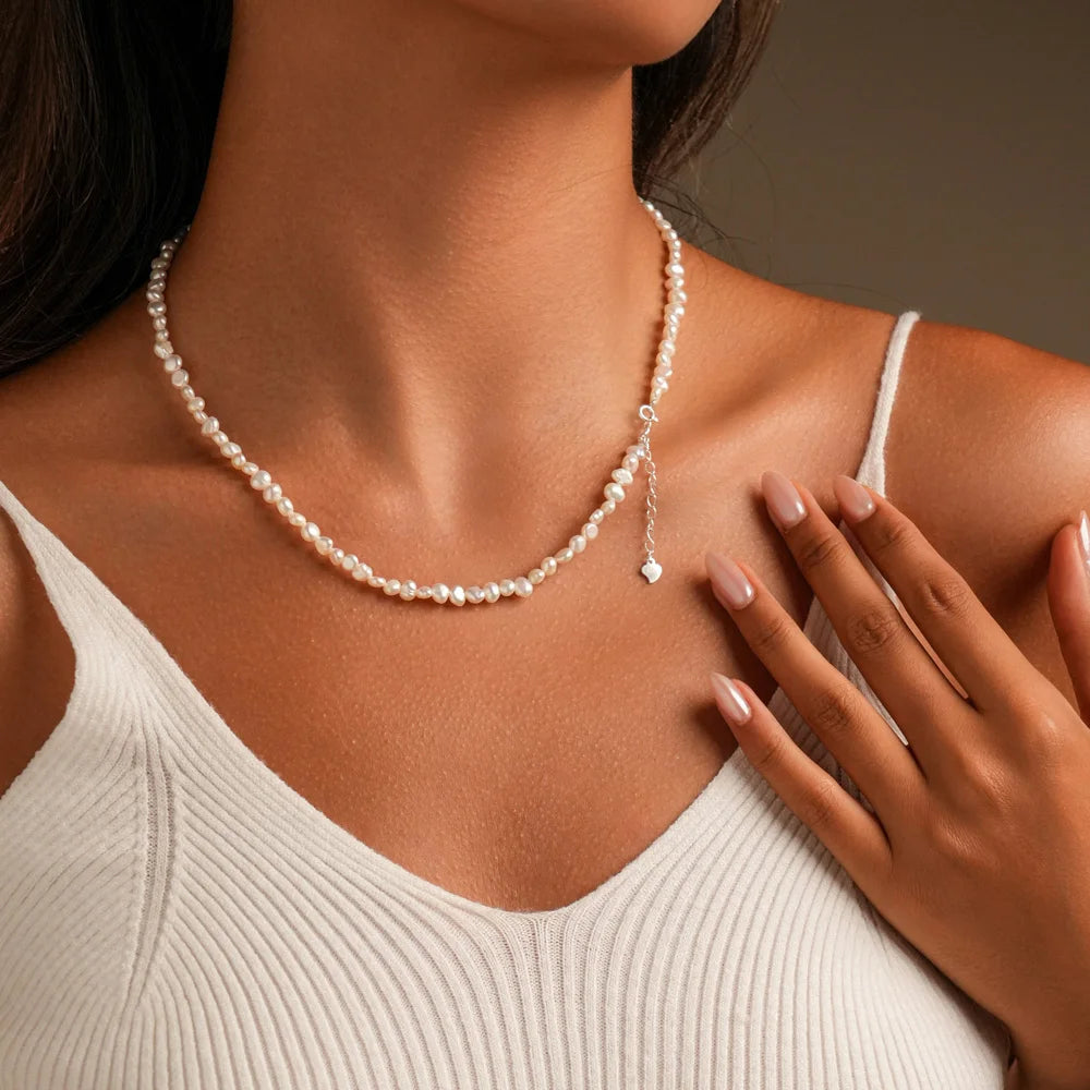4-5mm Baroque Freshwater Pearl Necklaces with 5cm Extend Chain 925 Sterling Silver 38 45 50cm Necklaces Jewelry Gift 2026 New