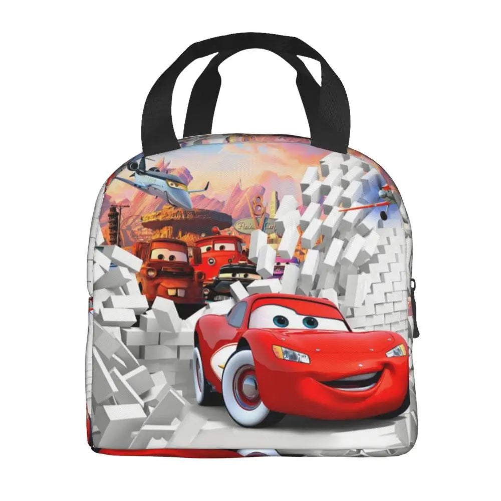 Custom Car 95 Lightning Mcqueen Insulated Lunch Bag for Women Resuable Racing Car Thermal Cooler Bento Box Office Picnic Travel