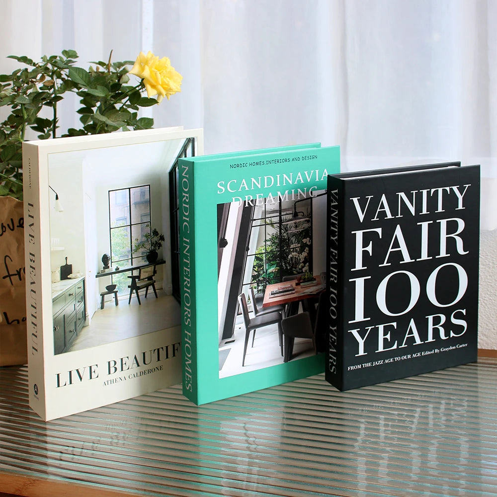 3Pcs/Set Luxury Decoration Fake Books Rich in layers Set of fake books Home Decor Ornaments cosmetic room Coffee Table Book