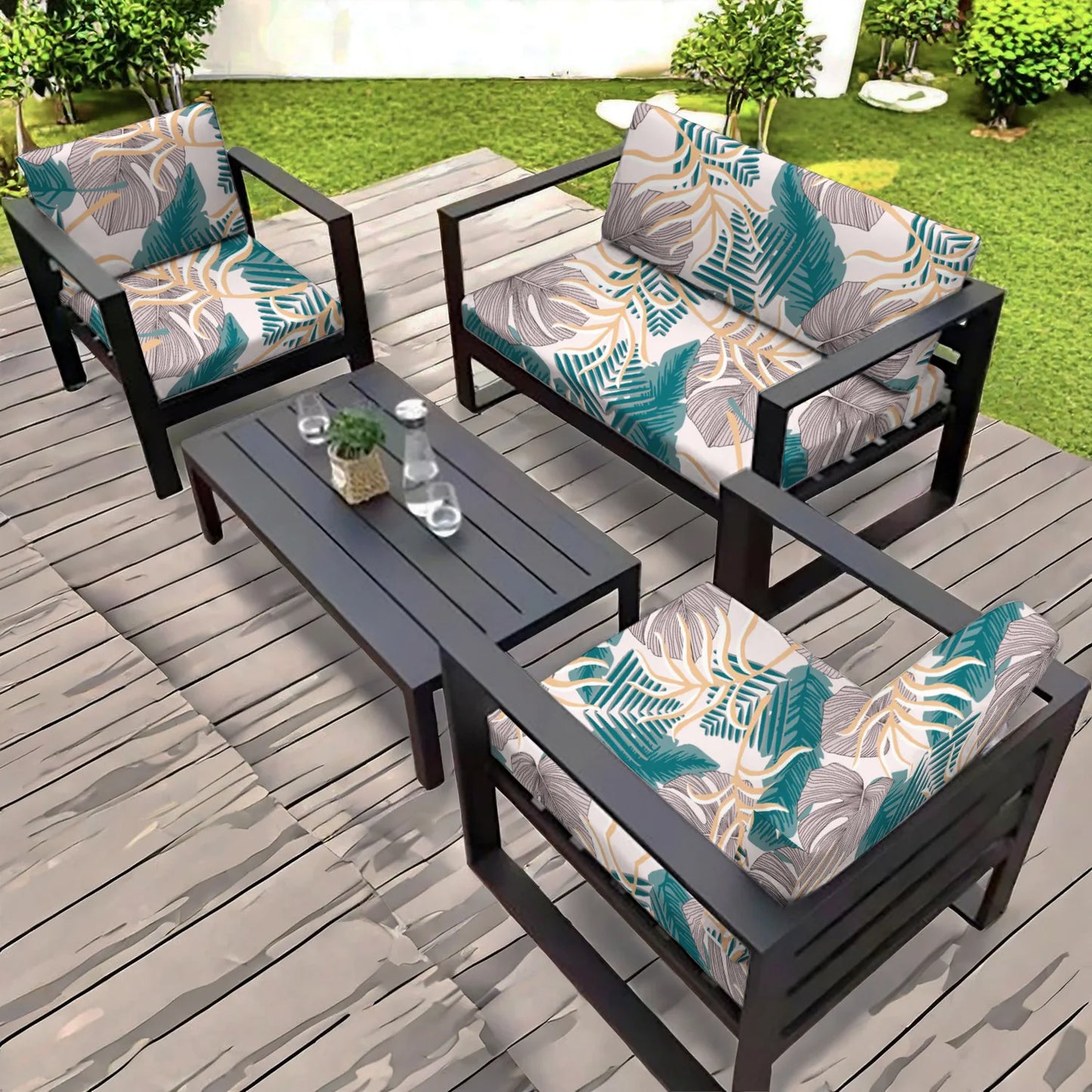 Printed Sofa Cushion Cover Outdoor Garden Villa Patio Sun Protection Weather Resistant Leisure Seat Cover Courtyard Furniture