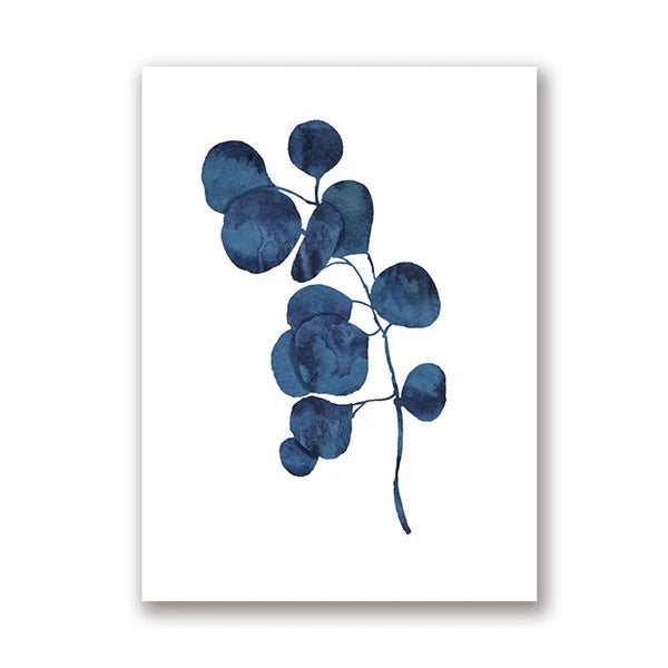 Pressed Blue Wild Flowers Wall Art Canvas Painting Hampton Style Posters Botanical Prints Blue and White Pictures Home Decor