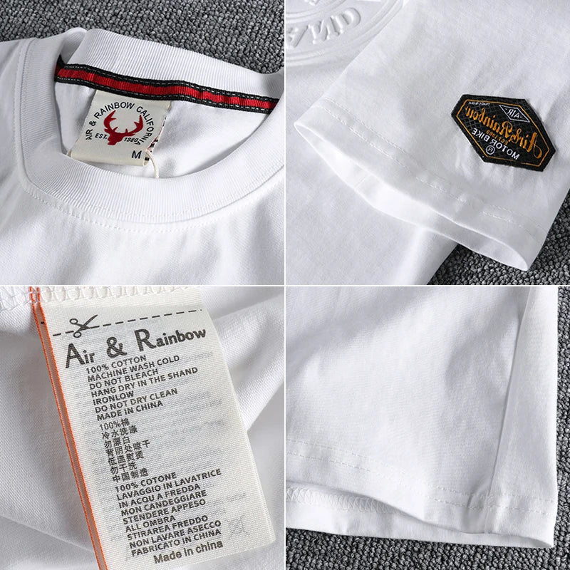 883# 2024 Summer New Japanese Retro Short Sleeve O-neck 3D Letter Printed T-shirt Men's Fashion 100% Cotton Washed Casual Tops
