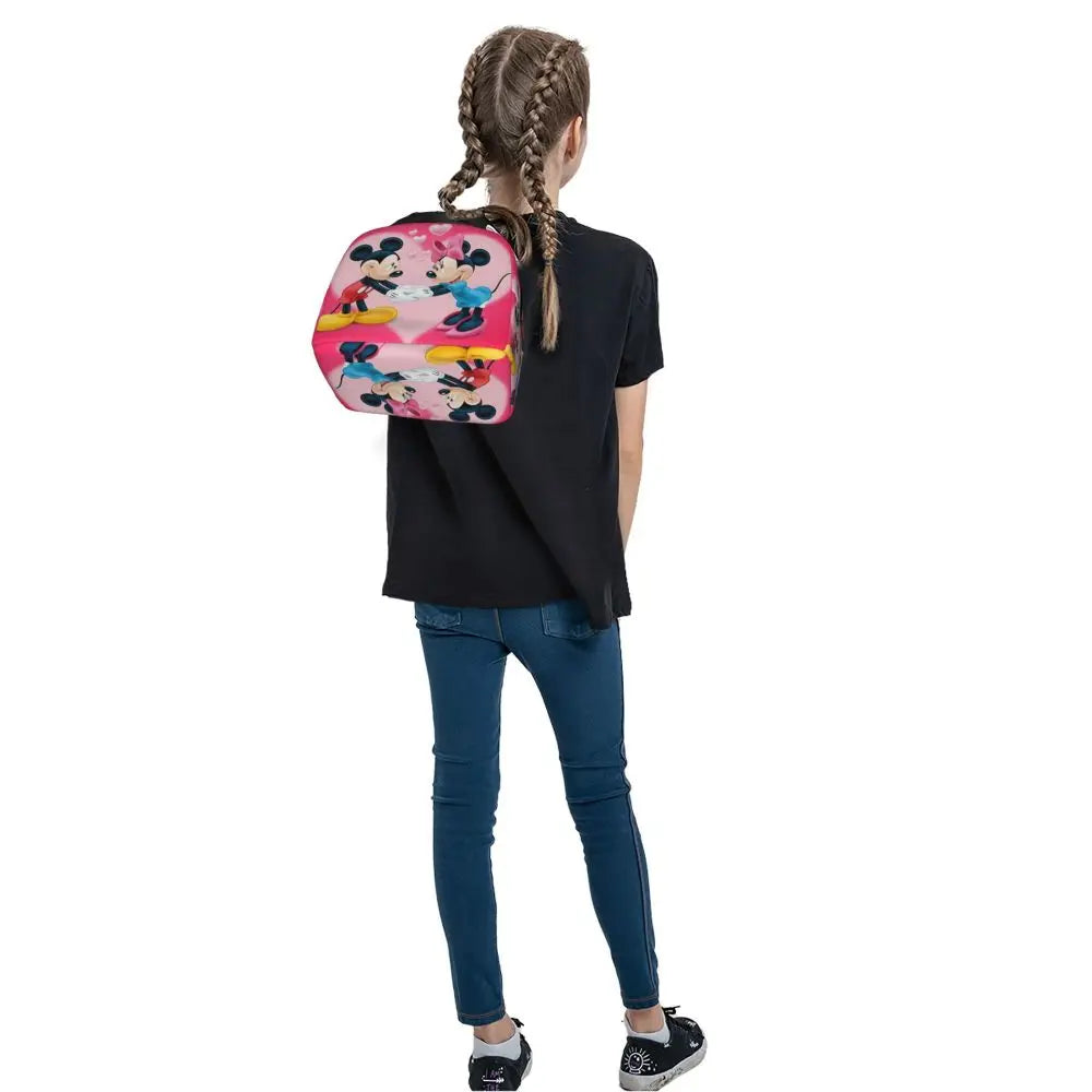 Custom Mickey Pink Minnie Mouse Lunch Bag Women Creative Design Cooler Warm Insulated Lunch Box for Kids School