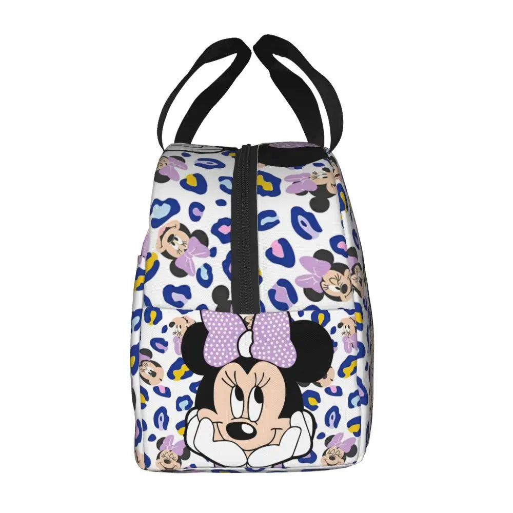 Custom Mickey Pink Minnie Mouse Lunch Bag Women Creative Design Cooler Warm Insulated Lunch Box for Kids School
