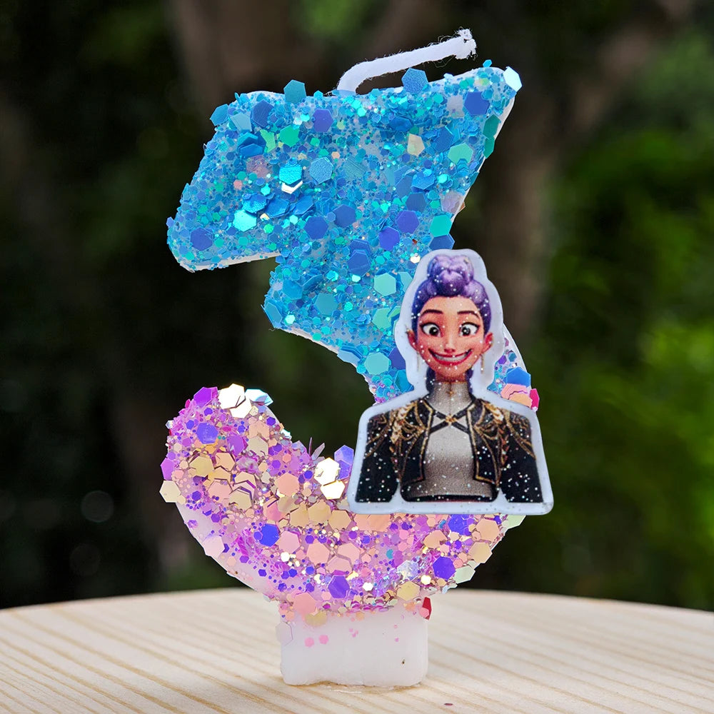 New Kpop Demon Hunters Theme Candle Number 0-9 Birthday Party Cake Decoration Cartoon Baby Shower Supplies Kids Gifts