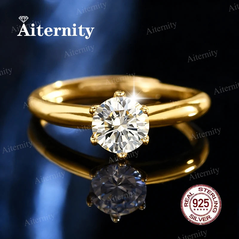 Moissanite And Zircon Ring D VVS1 Adjustable Size S925 Sliver Wedding Rings for Women Jewelry Party Fashion Top Quality Ring