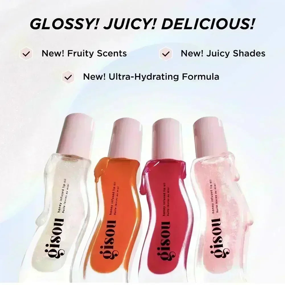 Gisou Moisturizing Lip Balm Original Lip Oil Care Lip Benetitnt for Lips Plumping Exfoliating New Color RASPBERRY SWIR Gloss