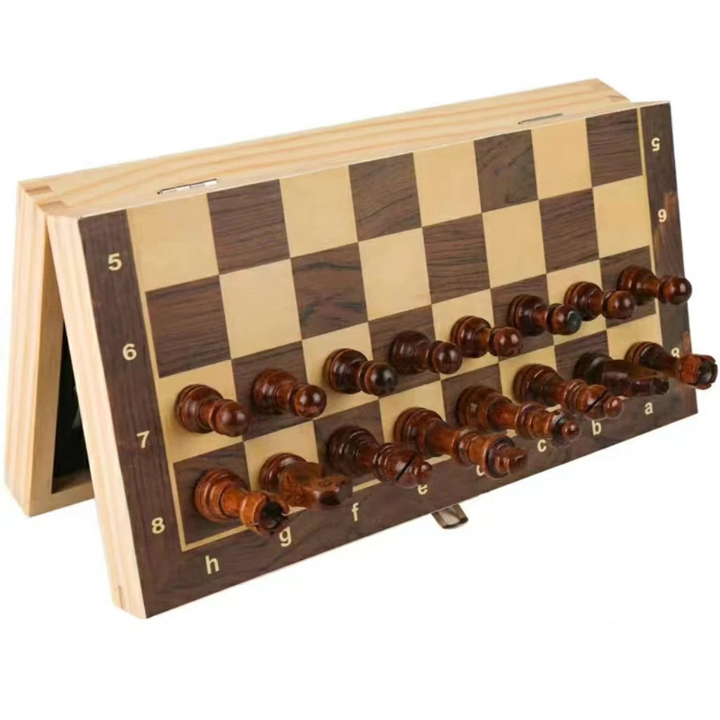 Large Magnetic Wooden Folding Chess Set Felted Game Board 29cm/34cm/39cm Interior Storage Adult Kids Gift Family Game Chess Boar