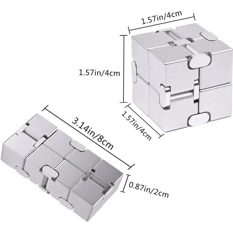 Metal Infinity Fidget Cube for Stress and Anxiety Relief/ADHD, Fidget Finger Toys Durable Sensory Gift for Adults Teens