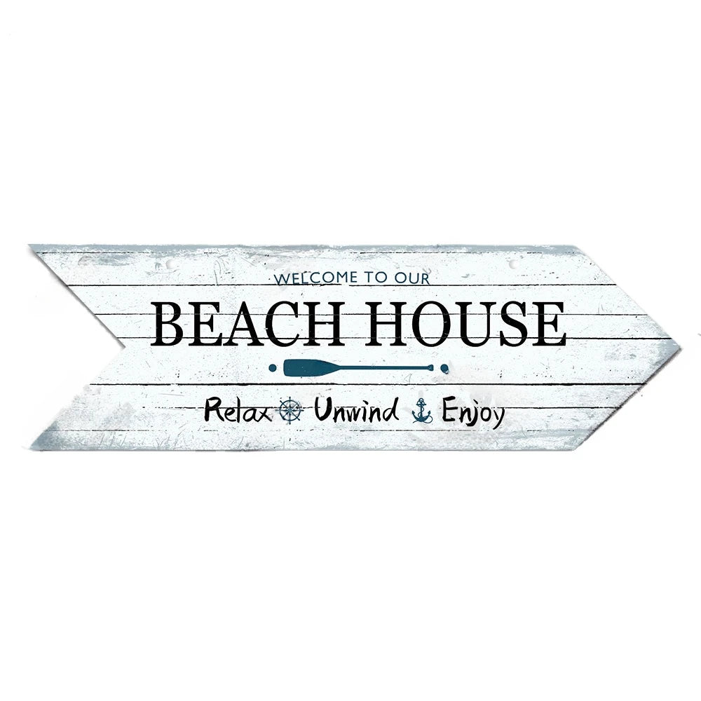 Beach Arrow Wooden Sign Beach Seaside Road Guide Wall Decoration Indicator Hanging Beach House  Wall Plaque Decor