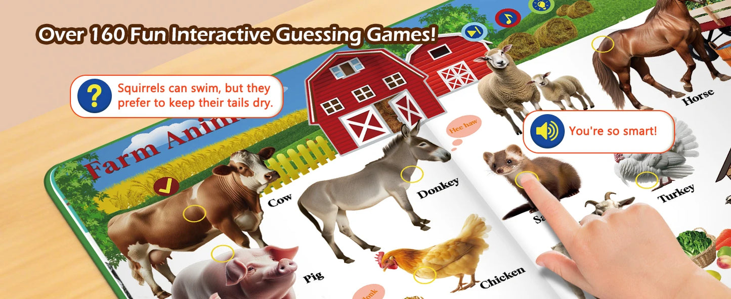 English Animal Sound Talking Book Autism Sensory Therapy Toys for Children Kids Travel Early Education Interactive Learning Aids