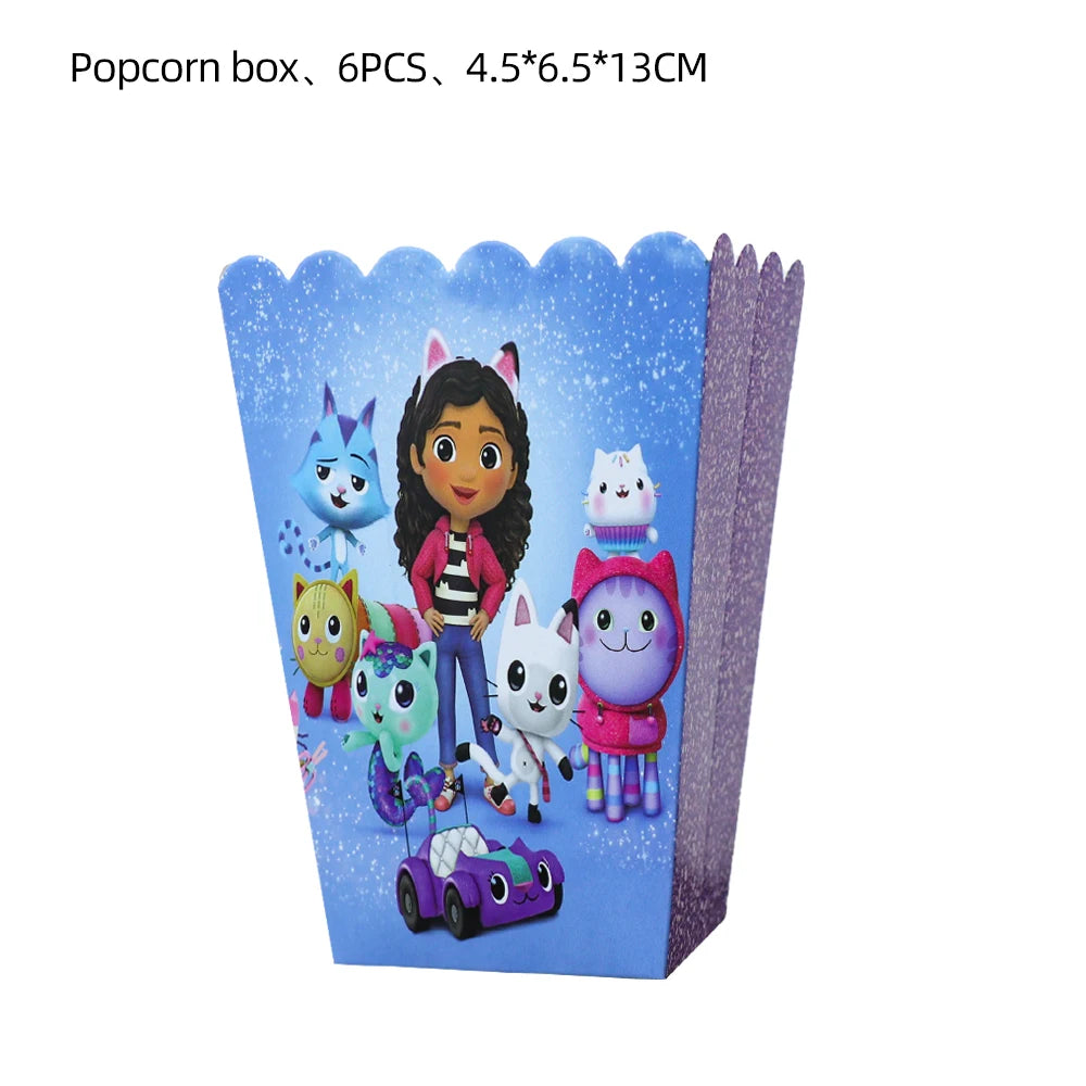Disney Gabby Dollhouse Birthday Party Decoration Balloon Napkins Children's Disposable Tableware Theme Party Supplies Kids Gifts