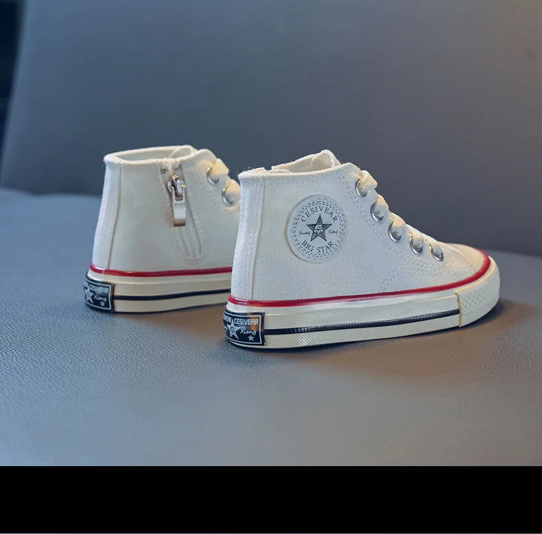 Children's Mid-Top Canvas Shoes Soft Bottom Comfortable Casual Children's Shoes Boys and Girls Non-slip Breathable Board Shoes