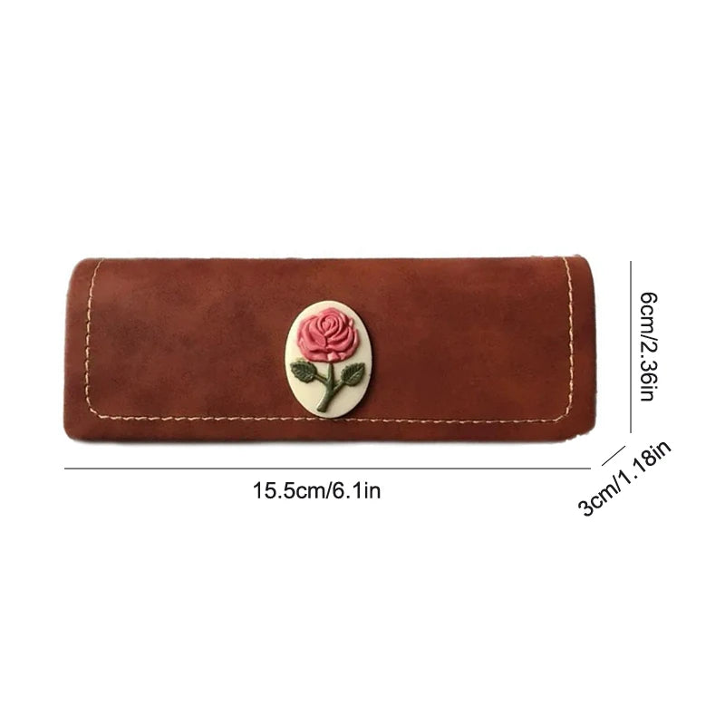 Vintage Fashion Rose Pattern Glasses Case Sunglasses Eyewear Storage Box Unisex Anti-Pressure PU Leather Eyeglasses Bag