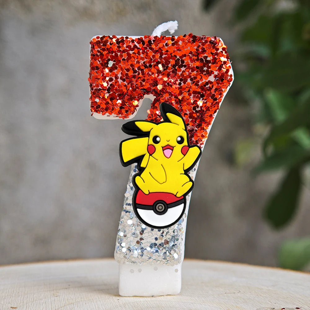 Pokemon Candle Number 0-9 Soccer Candle Pikachu Cake Decoration Boy Birthday Party for Kids Baby Shower Decor Gift