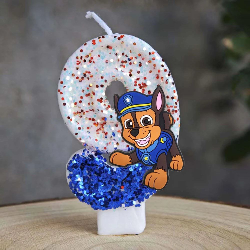 Paw Patrol Candle 0-9 Number Candle Paw Patrol Cartoon Character Party Cake Plug-in Birthday Cake Decoration Baby Shower Gift