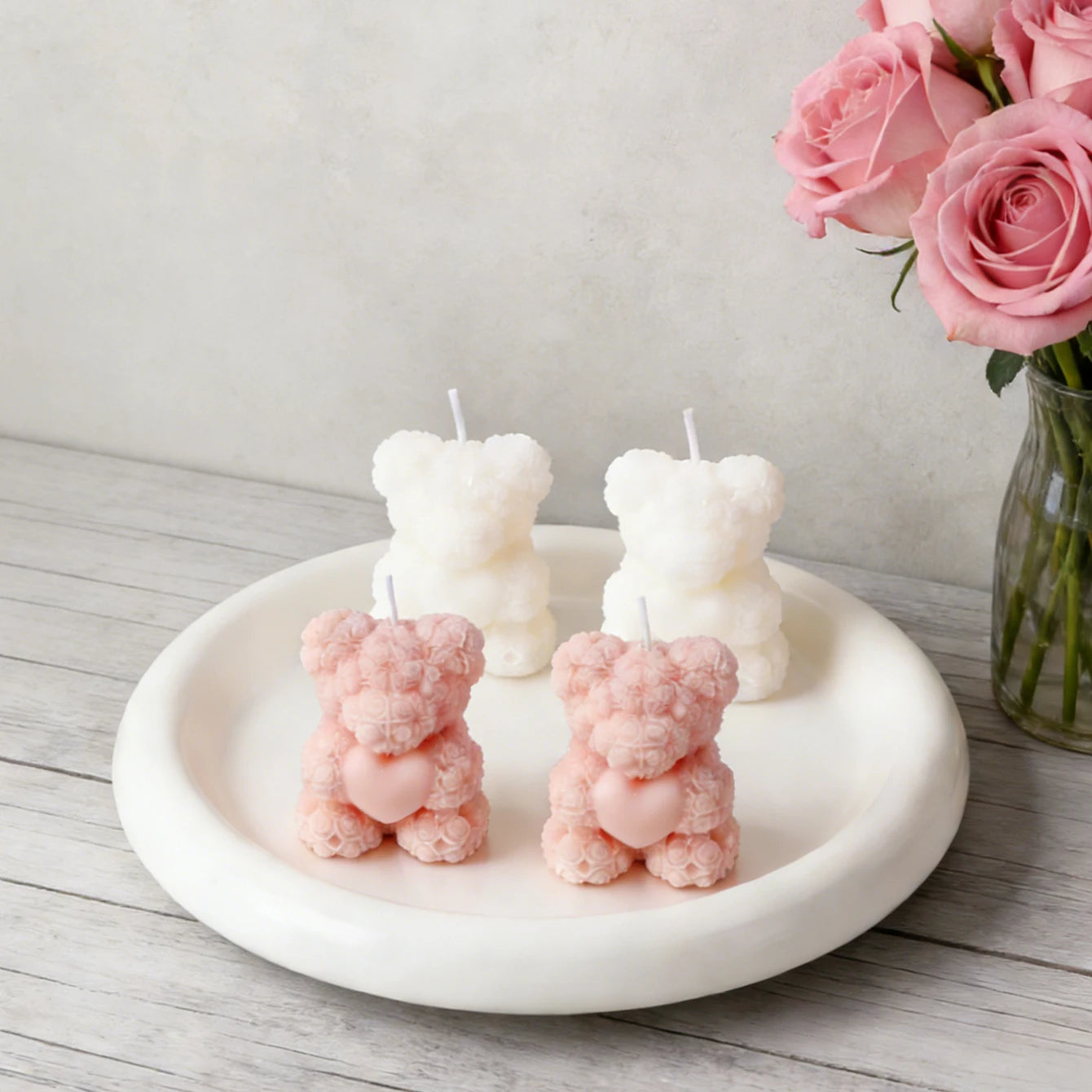 Rose Bear Scented Candles - Cute Decorations & Handmade Gifts for Women / Friends, Ideal for Wedding Souvenirs,  Valentine's Day