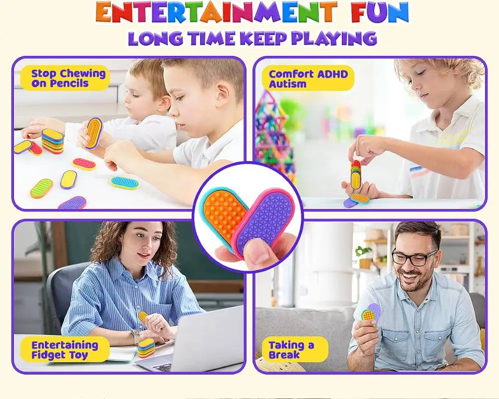 6/12/18PCS Silicone Sensory Strip Fidget Toys Kids Autism Decompression Calming Fidgeting Toy Adults  Anxiety Relief Sensory Toy