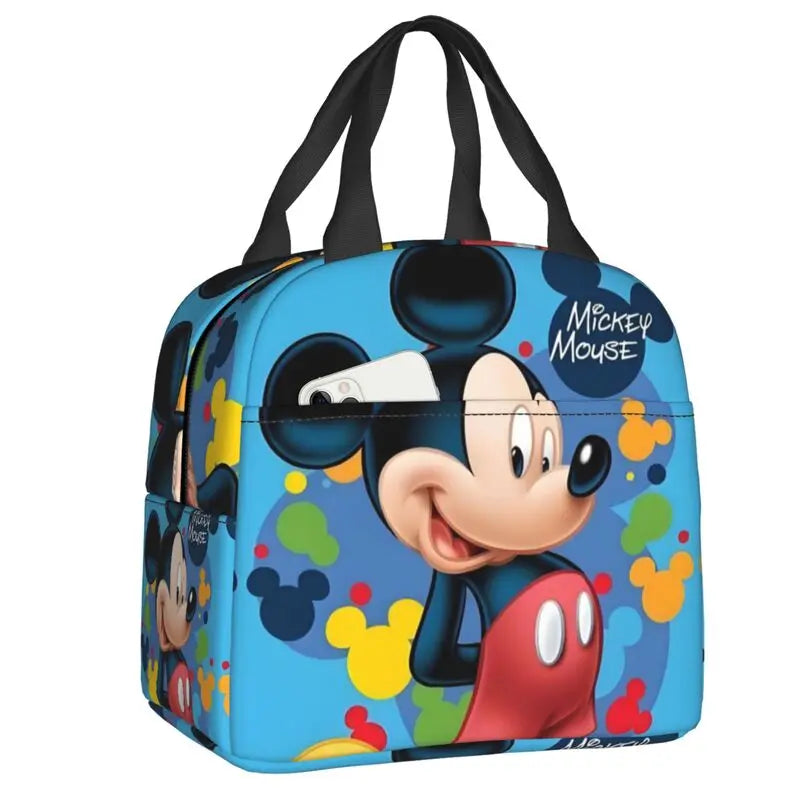 Custom Mickey Pink Minnie Mouse Lunch Bag Women Creative Design Cooler Warm Insulated Lunch Box for Kids School