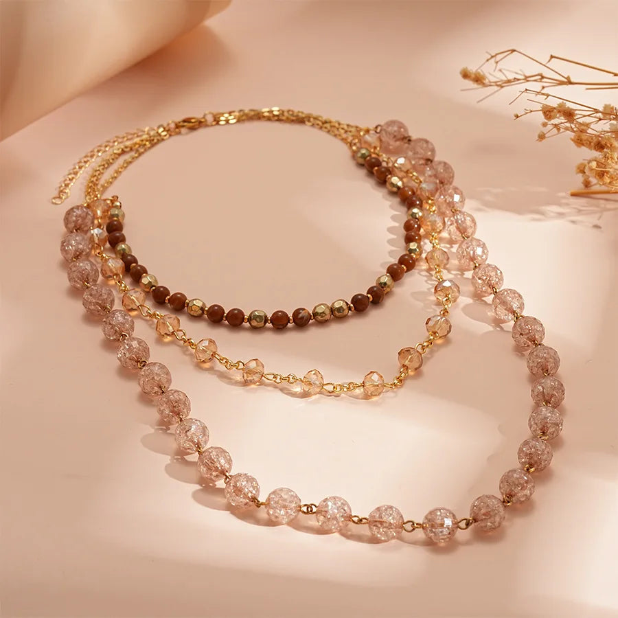 Boho Double-layer Shell Long Necklace for Women Vintage Irregular Beads Necklace Female Summer Vacation Jewelry Holiday Gifts