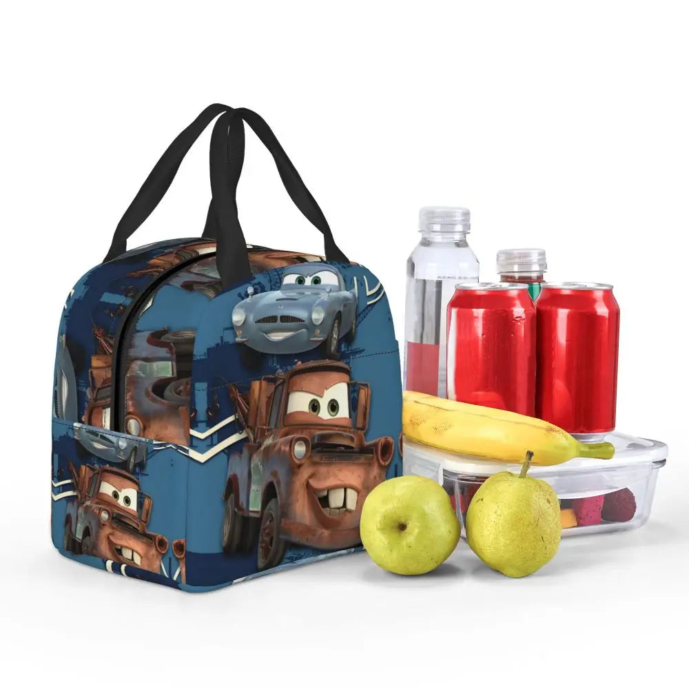 Custom Car 95 Lightning Mcqueen Insulated Lunch Bag for Women Resuable Racing Car Thermal Cooler Bento Box Office Picnic Travel