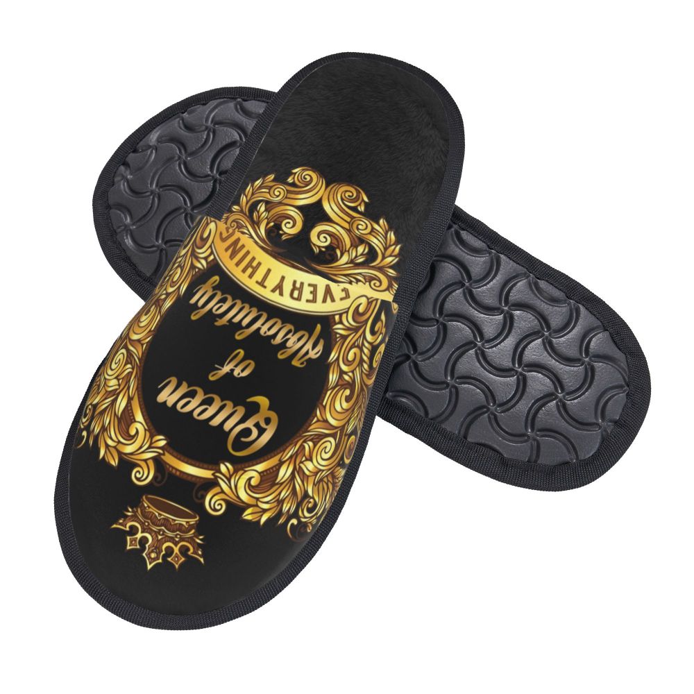Custom Vintage Baroque Prints Greek Ornament Golden Meander Meandros Soft Scuff Memory Foam Slippers Women Hotel House Shoes
