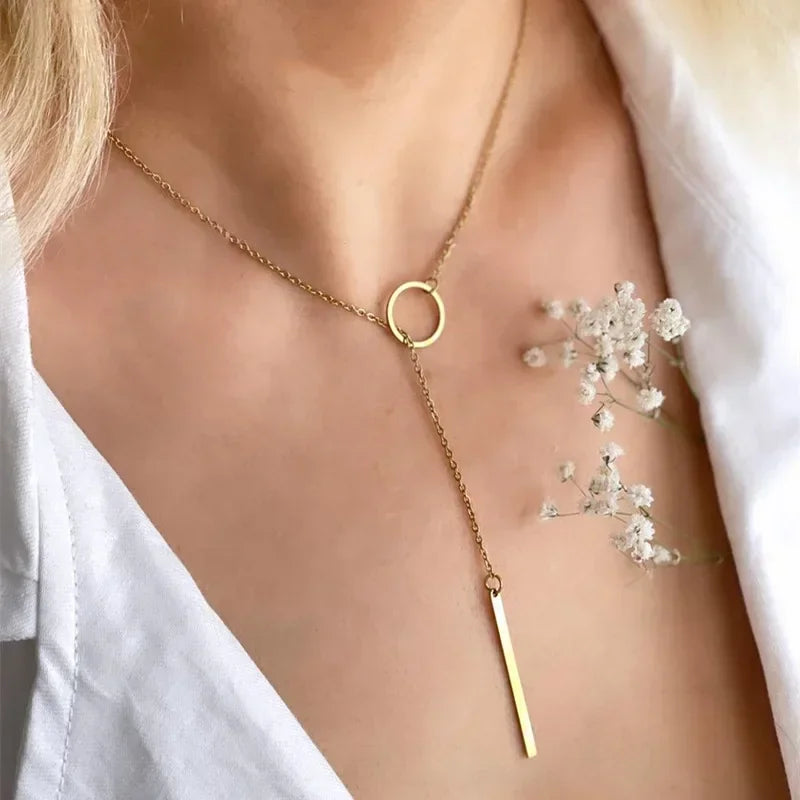 925 Sterling Silver Three-Layer Stacking Necklace Women Simple Strip Pendant Waterproof Hypoallergenic Collarbone Chain Jewelry