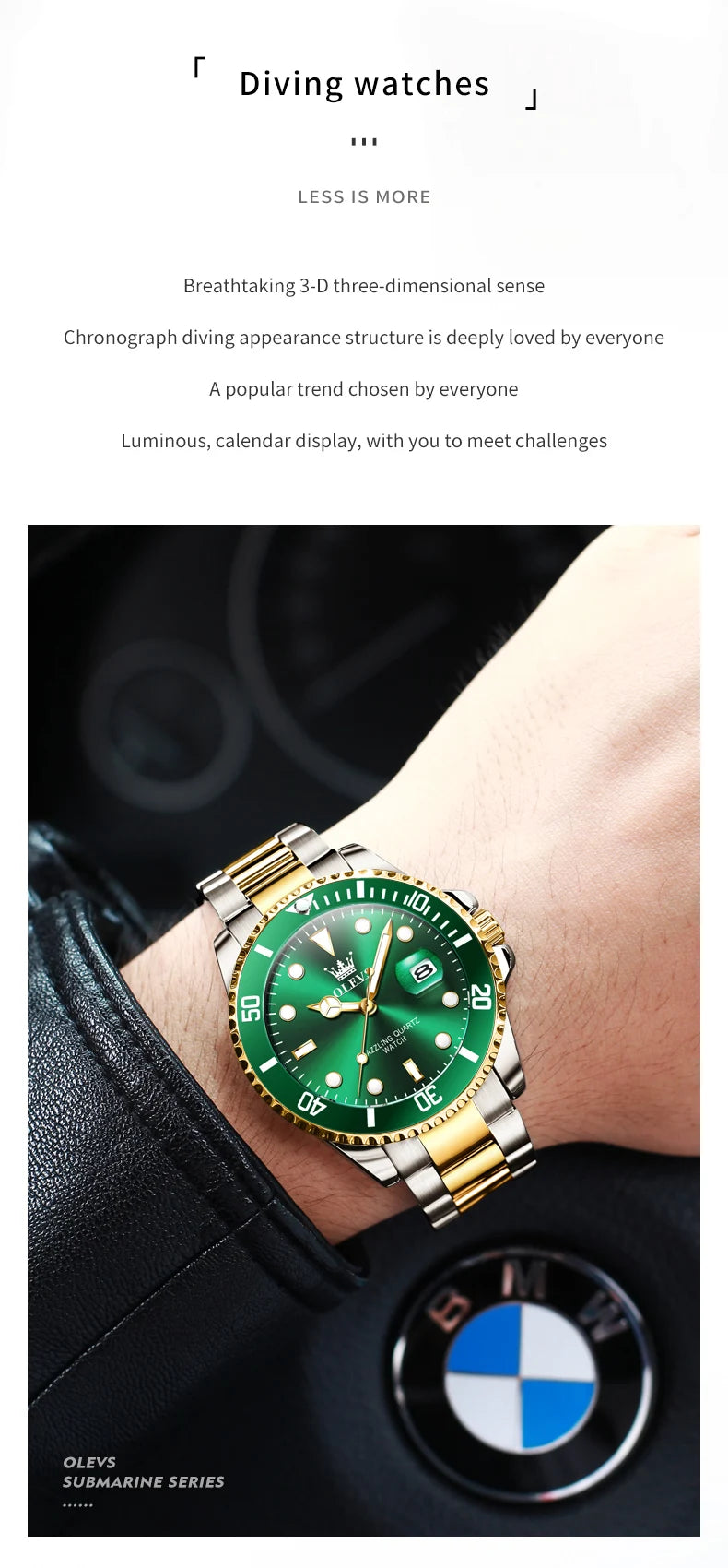 OLEVS 5885 Diving Series Men Watch Luxury Automatic Date Original Watch Trendy Stainless Steel Waterproof Sports Quartz Watch