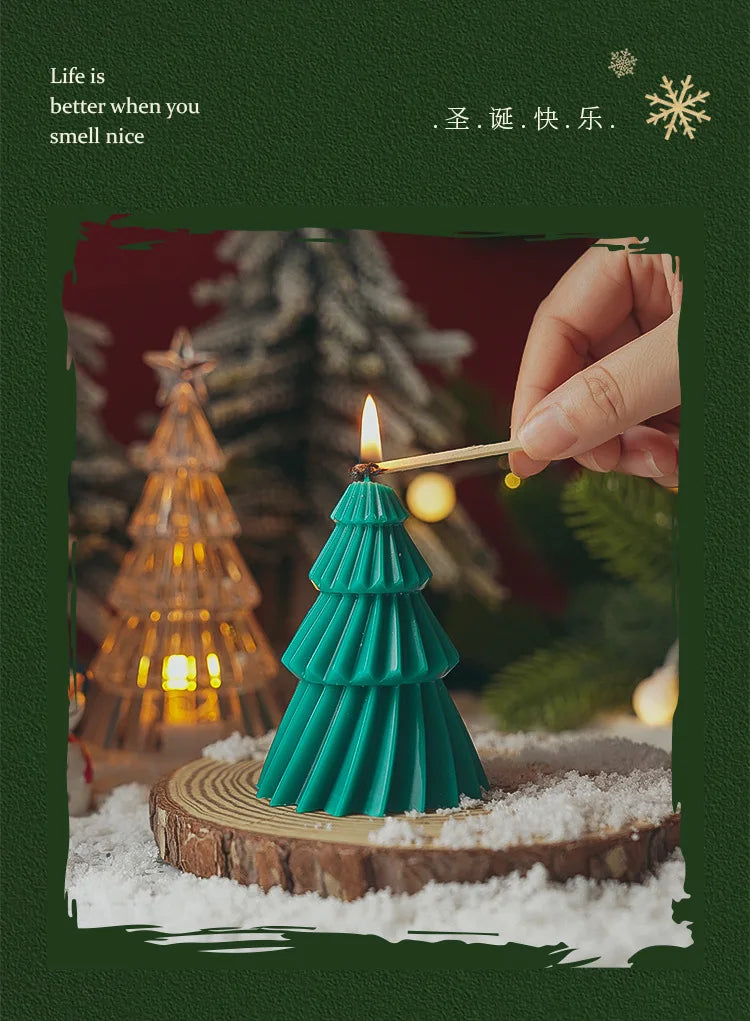 3D Christmas Tree Candle Silicone Mold DIY Christmas Candle Making Kit Handmade Soap Plaster Resin Baking Tools Holiday Gifts