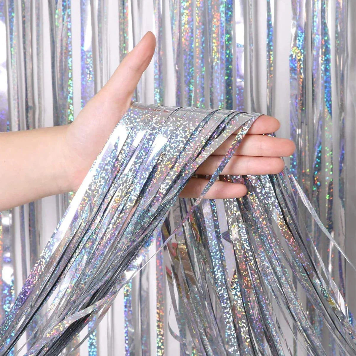 2M Party Backdrop Curtains Glitter Gold Tinsel Fringe Foil Curtains wedding birthday party decoration Adult Anniversary Decor
