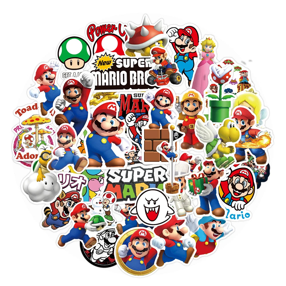 Super Marios Bro Kids Birthday Party Favor Supplies Reusable Masks Slap Bracelets Paper Bags Keychains Gift Bag Ring Decorations