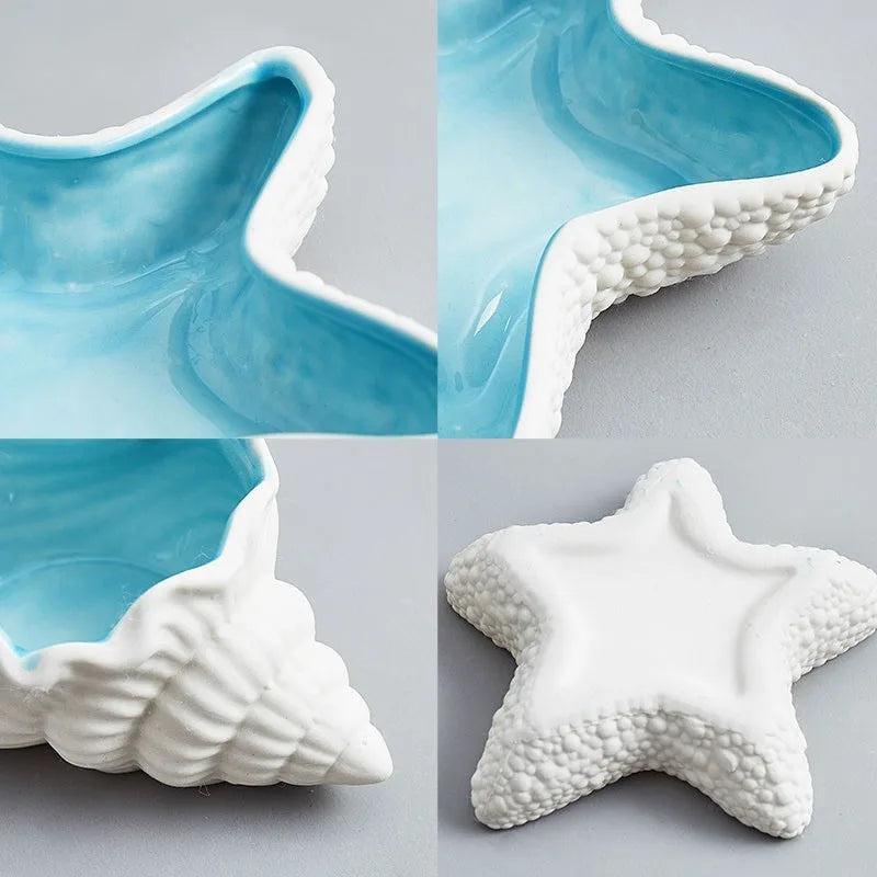 Ceramic Conch Storage Shell Ceramic Tray Craft Decoration Home Decoration Room Decoration Jewelry Key Organizer Gift