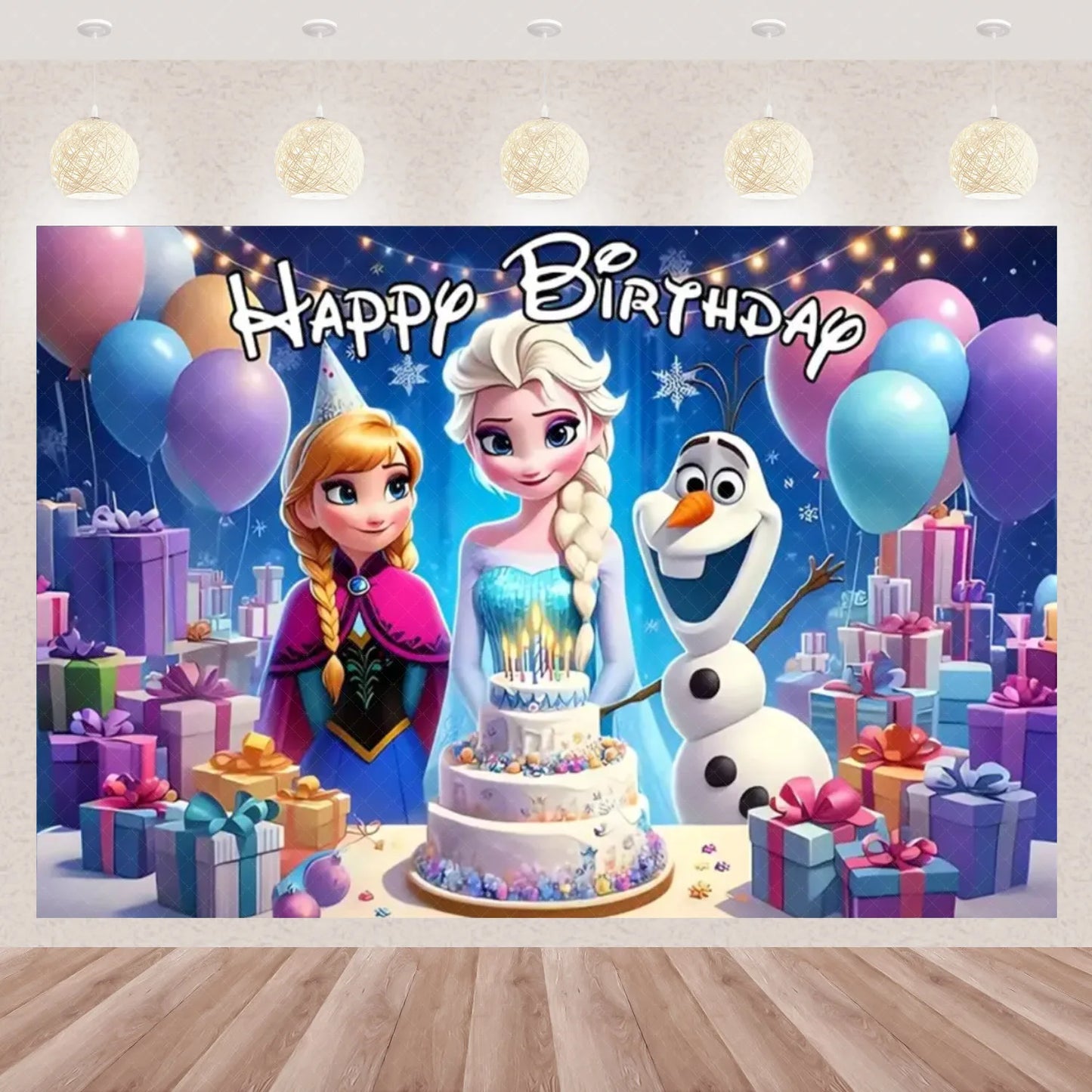 Frozen Elsa Anna Princess Theme Backdrop Frozen Birthday Party Decoration Baby Shower Supplies Background Photo Prop Girl Gift