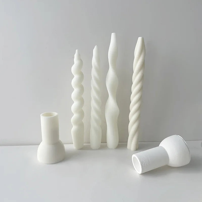 3D Candle Silicone Molds DIY Long Twisted Spiral Taper Candle Making Mold Tools Moldes De Silicona Para Velas форма для свечей