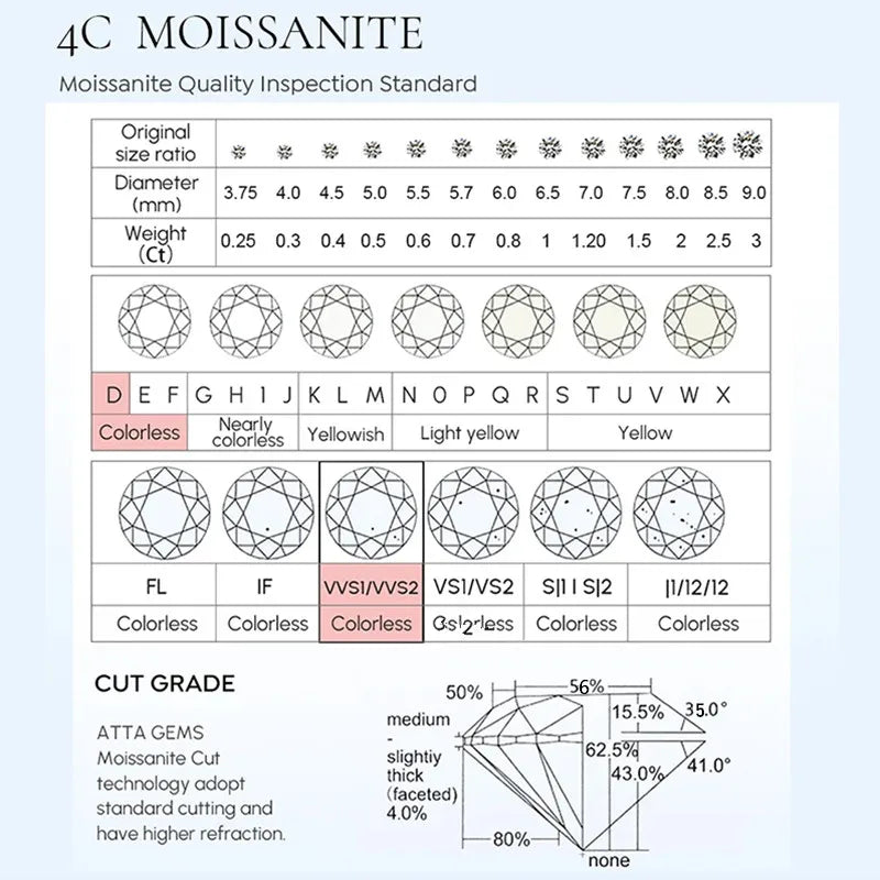 GRA Certificates 100% Real Moissanite 925 Sterling Silver D VVS1 Pass Diamond Tester Pen Moissanite Stud Earrings For Women