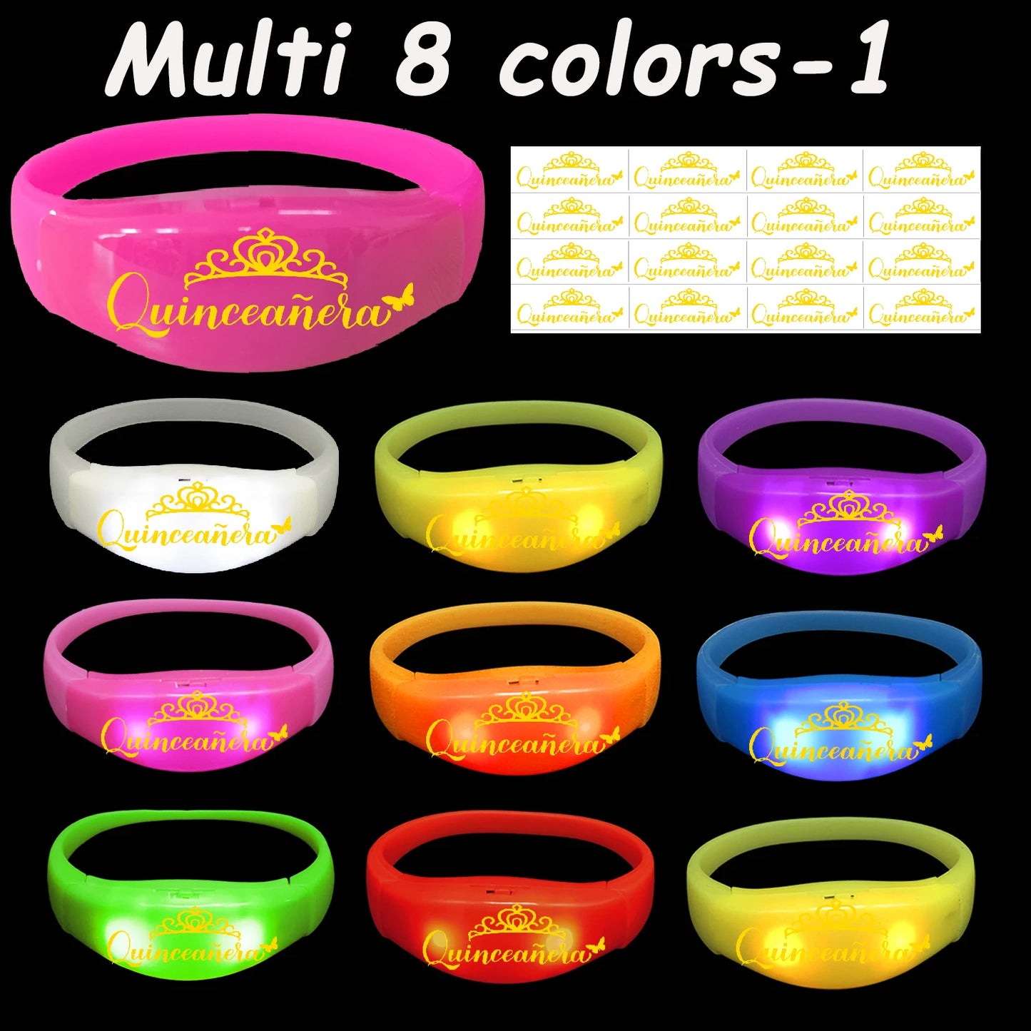 30-200Pcs Quinceanera Music & Sound Activated LED Bracelet Glow Recuerdos Para 15 Años XV Quinceañeras decorations Party Favors