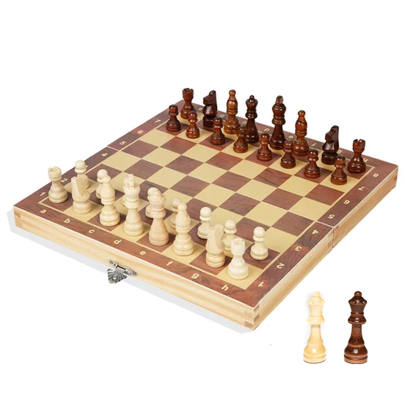 Large Magnetic Wooden Folding Chess Set Felted Game Board 29cm/34cm/39cm Interior Storage Adult Kids Gift Family Game Chess Boar